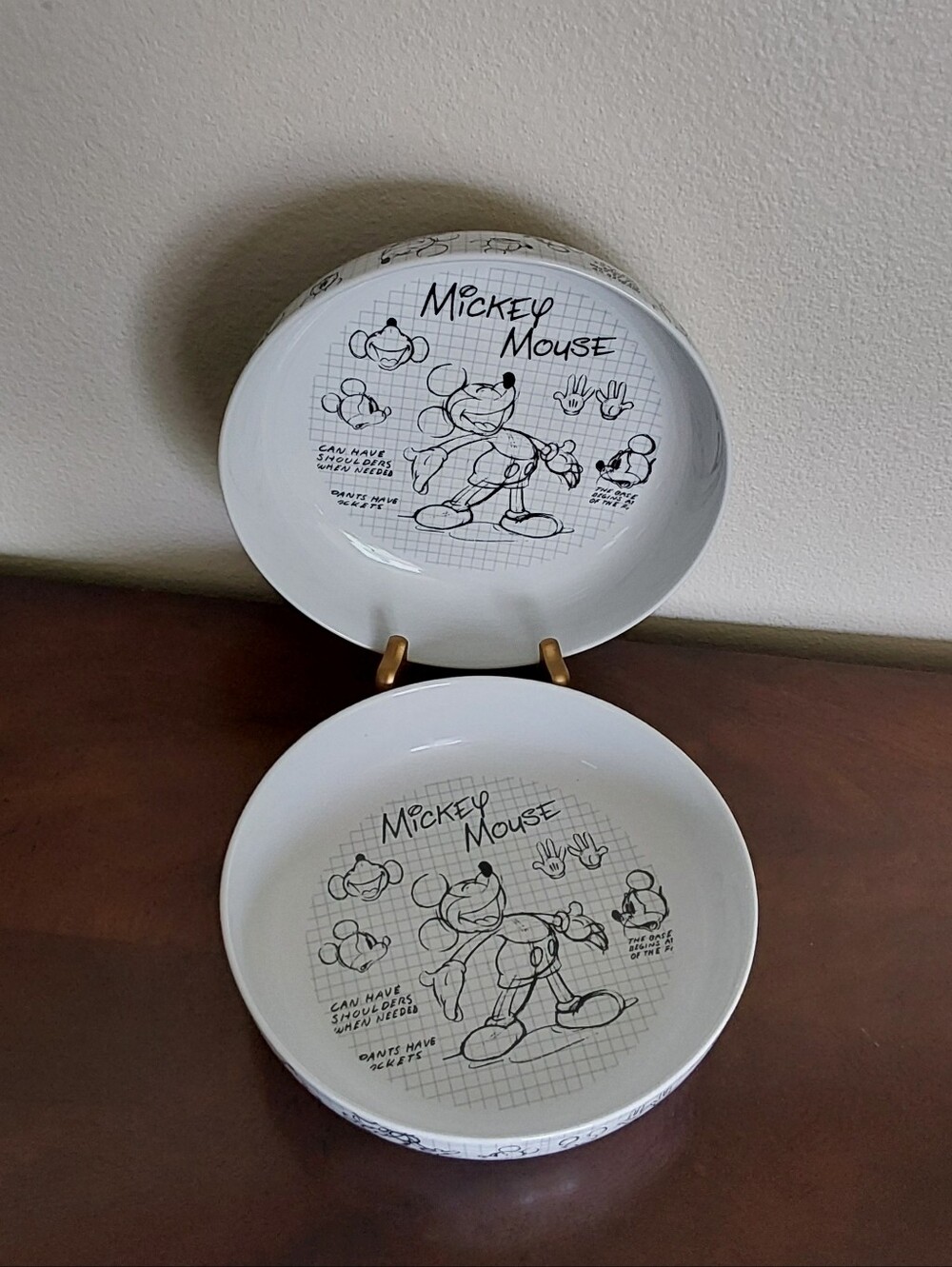 Disney White & Black Mickey Mouse Sketch Ceramic Serving Bowls - Set of 2
